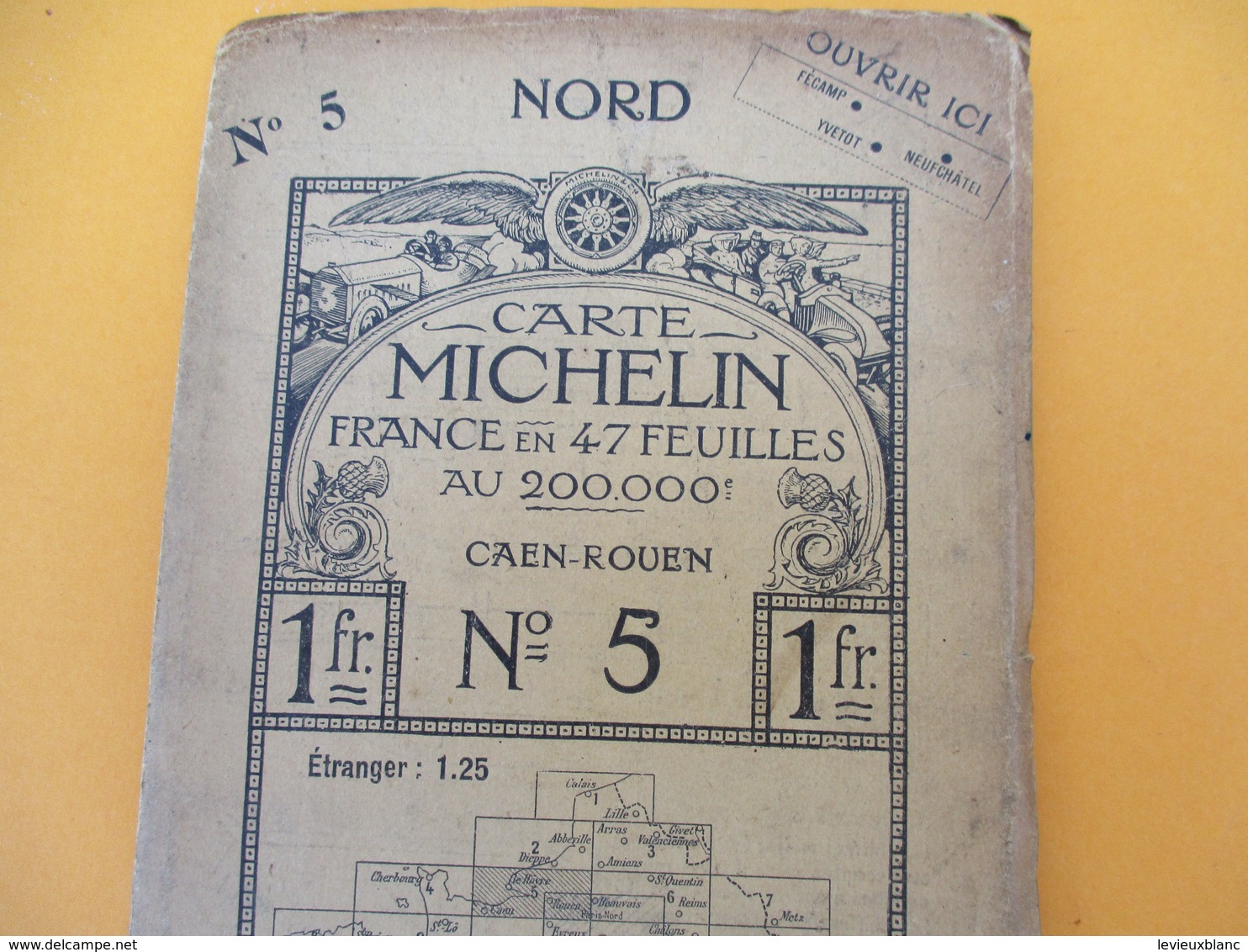 Carte MICHELIN /N° 5 CAEN-ROUEN/ Ch Delagrave/ Paris/ Automobiles Renault Et Delaunay Belleville/ Vers 1905  PGC186 - Cartes Routières