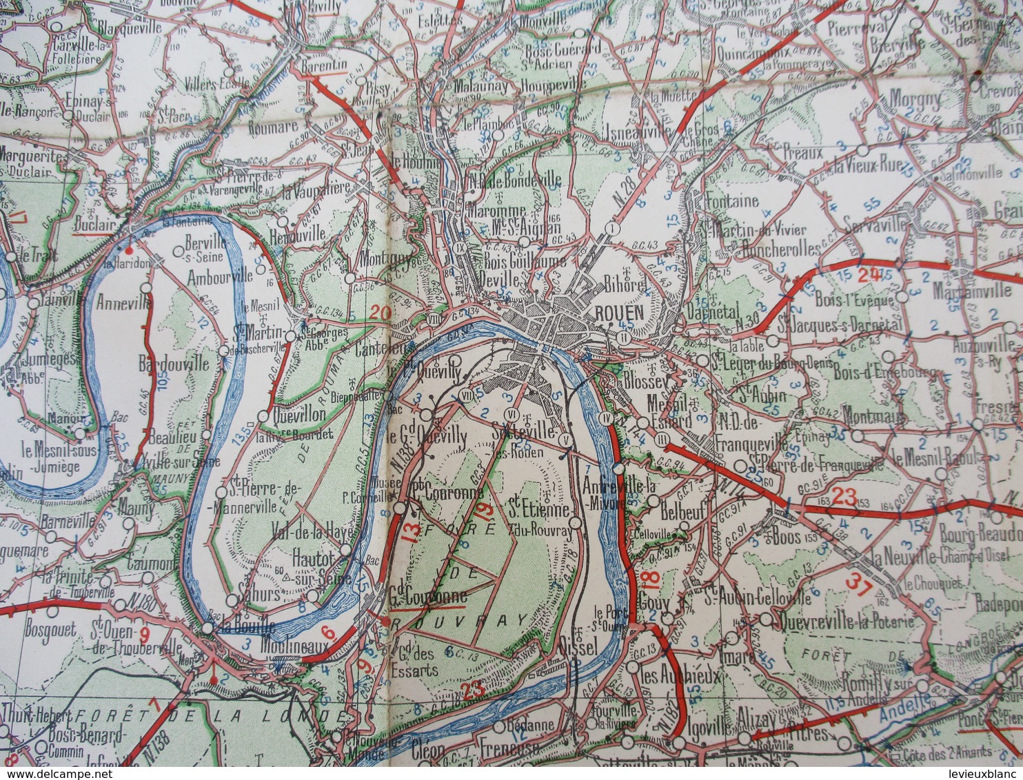 Carte MICHELIN /N° 5 CAEN-ROUEN/ Ch Delagrave/ Paris/ Automobiles Renault et Delaunay Belleville/ Vers 1905  PGC186