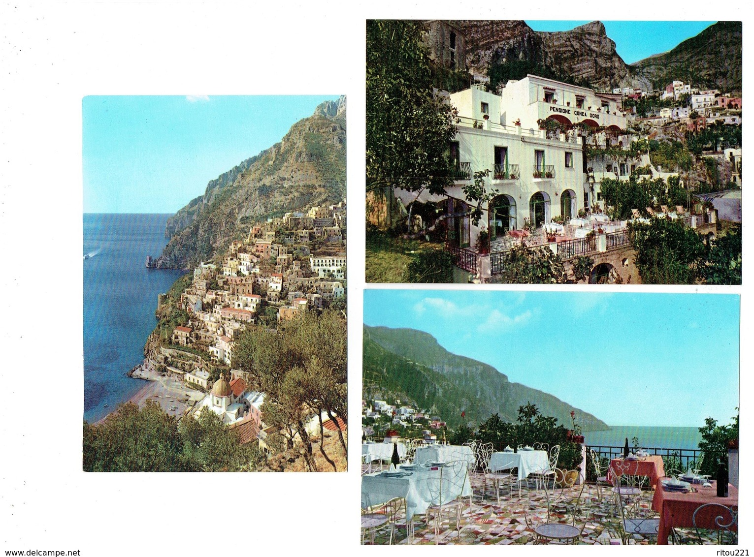 Lot 3 Cpm - Italie - POSITANO - PANORAMA Du Haut / Pension Coquille D'or CONCA D ORO PENSIONE - Salerno