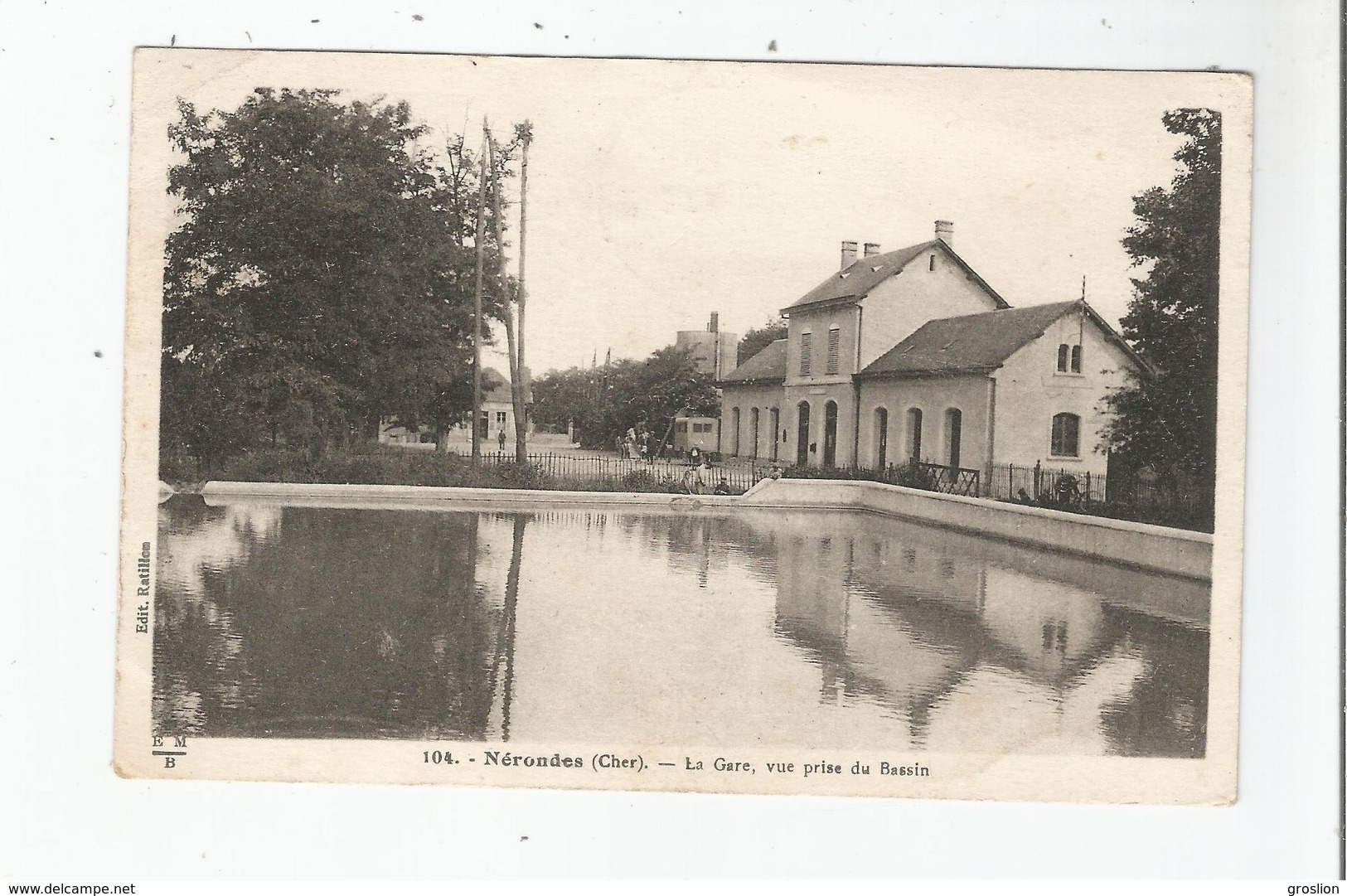 NERONDES (CHER) 104 LA GARE VUE PRISE DU BASSIN 1945 - Nérondes