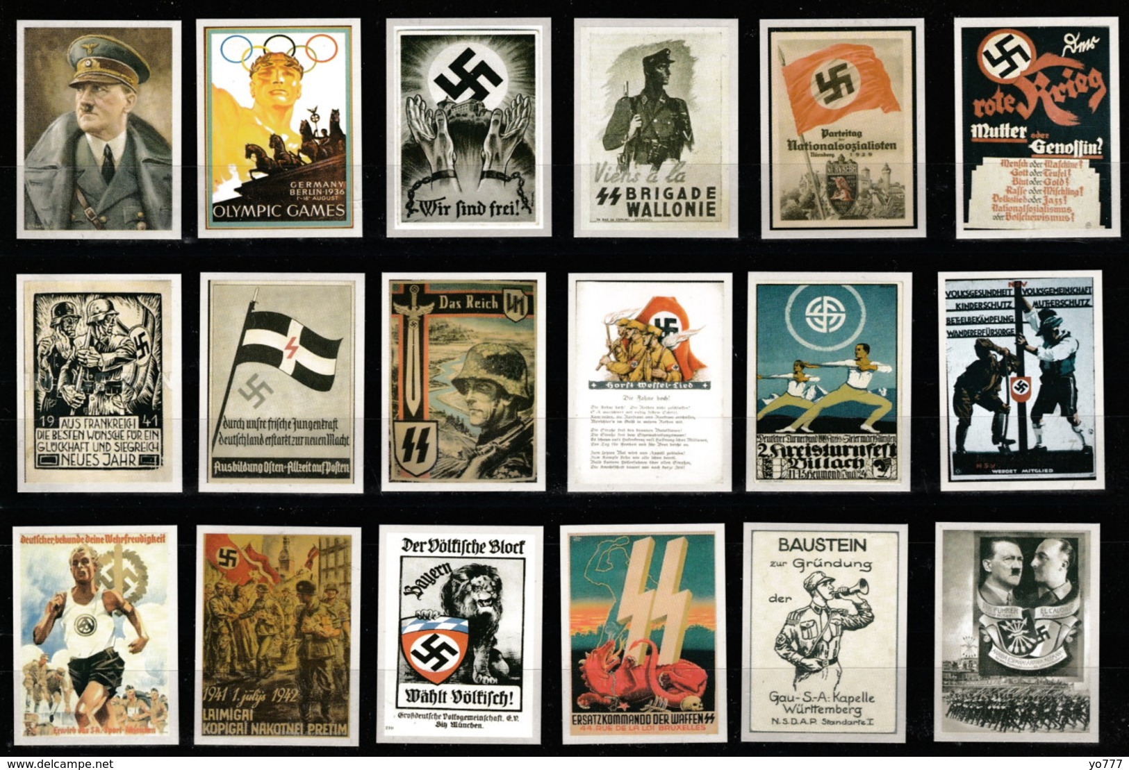 (LOT) WW2 Germany Propaganda Adolf Hitler Nazi Reich Mini Postcard Lot Rep. - Collections & Lots