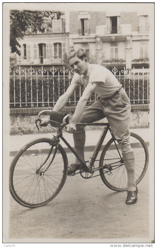 Sports - Photographie - Carte-Photo - Cycliste Vélo - Jeune Homme - Paris ? - Ciclismo