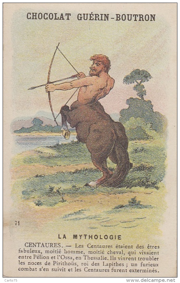 Chromos - Chromo Guérin Boutron - Mythologie Centaures - Tir à L'Arc - Sports - Guérin-Boutron