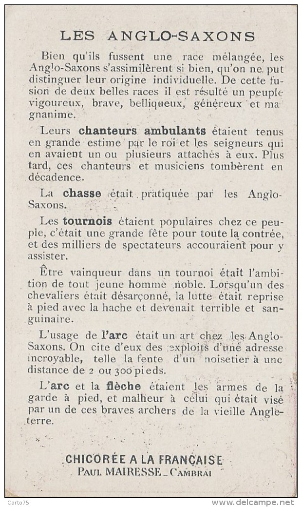 Chromos - Chromo Chicorée à La Française Cambrai - Tir à L'Arc - Histoire - Anglo-Saxons - Tournois - Thé & Café