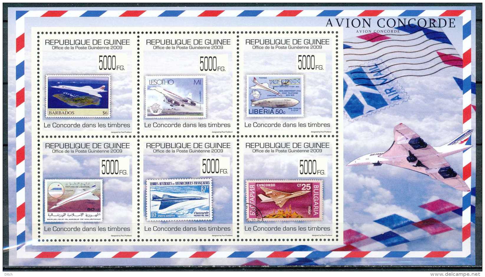 D- [33951] **/Mnh-N° 4534/4539, Guinée -  Le Concorde Dans Les Timbres. - Guinée (1958-...)