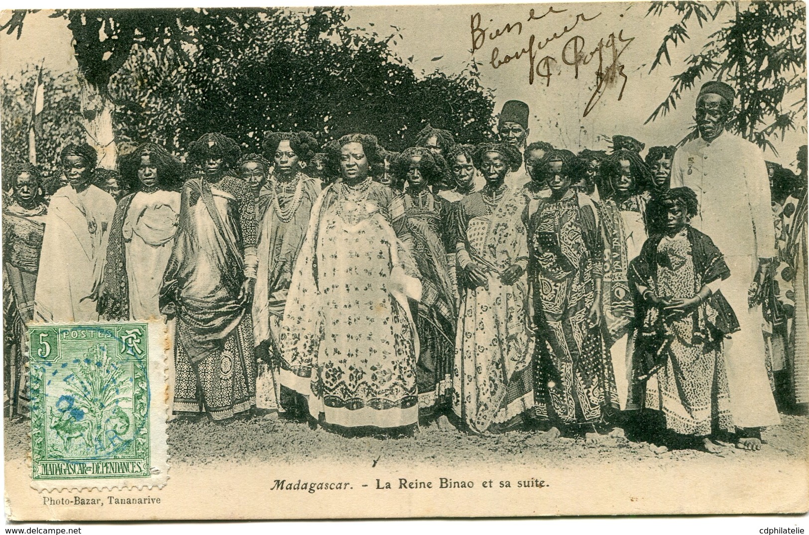 MADAGASCAR CARTE POSTALE DE MADAGASCAR LA REINE BINAO ET SA SUITE DEPART -2- ?-?- 06 MADAGASCAR POUR LE TONKIN - Briefe U. Dokumente