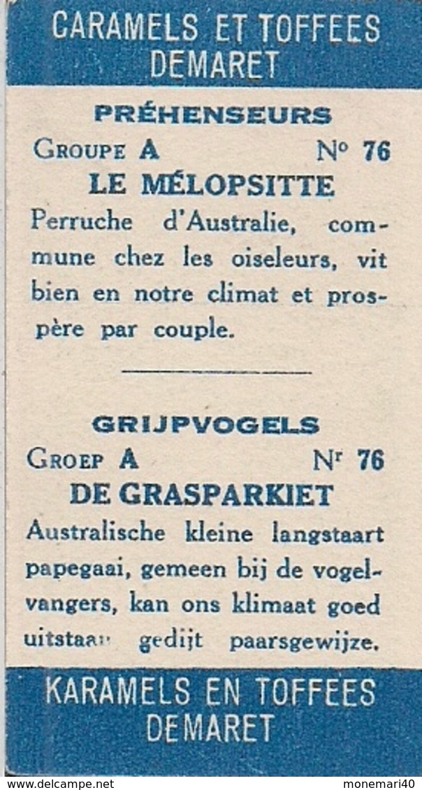 PRÉHENSEURS -  PALÉORNIS - GROUPE A  (n° 77) - CARAMELS ET TOFFEES DEMARET (LOT DE 4 IMAGES)