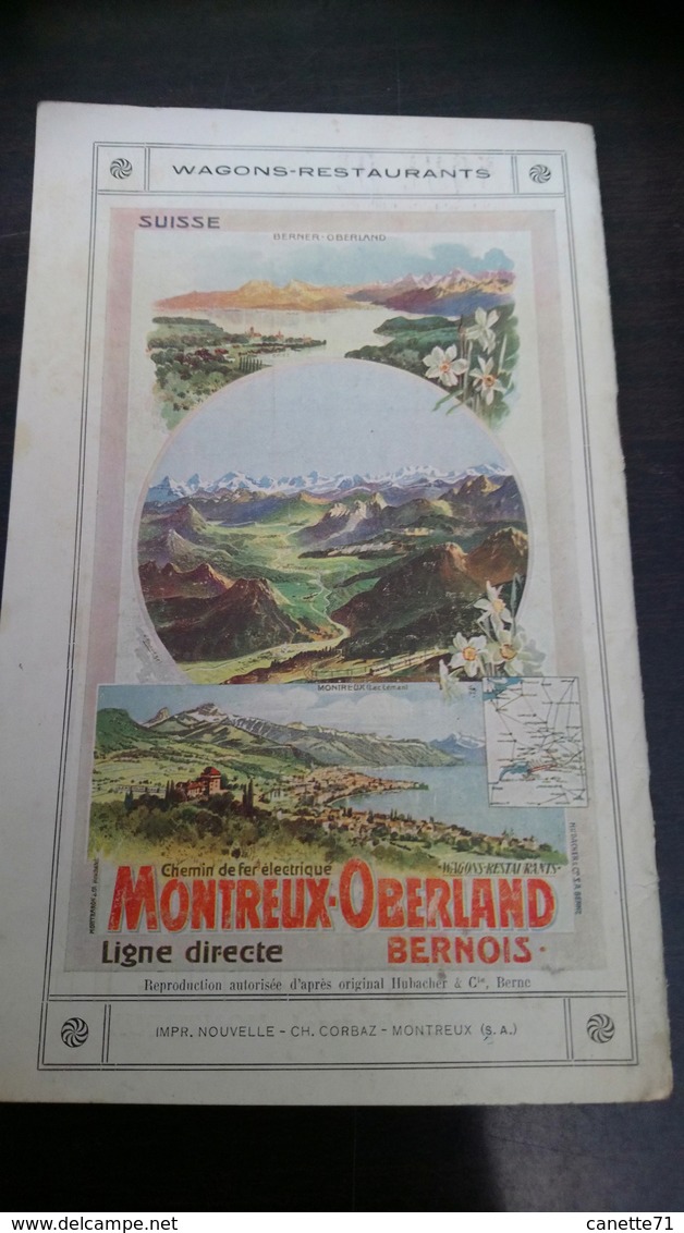 Montreux - Oberland -Bernois Ligne Directe Par Le Simmenthal (Wagons, Restaurants) + Carte Routiere - Dépliants Touristiques