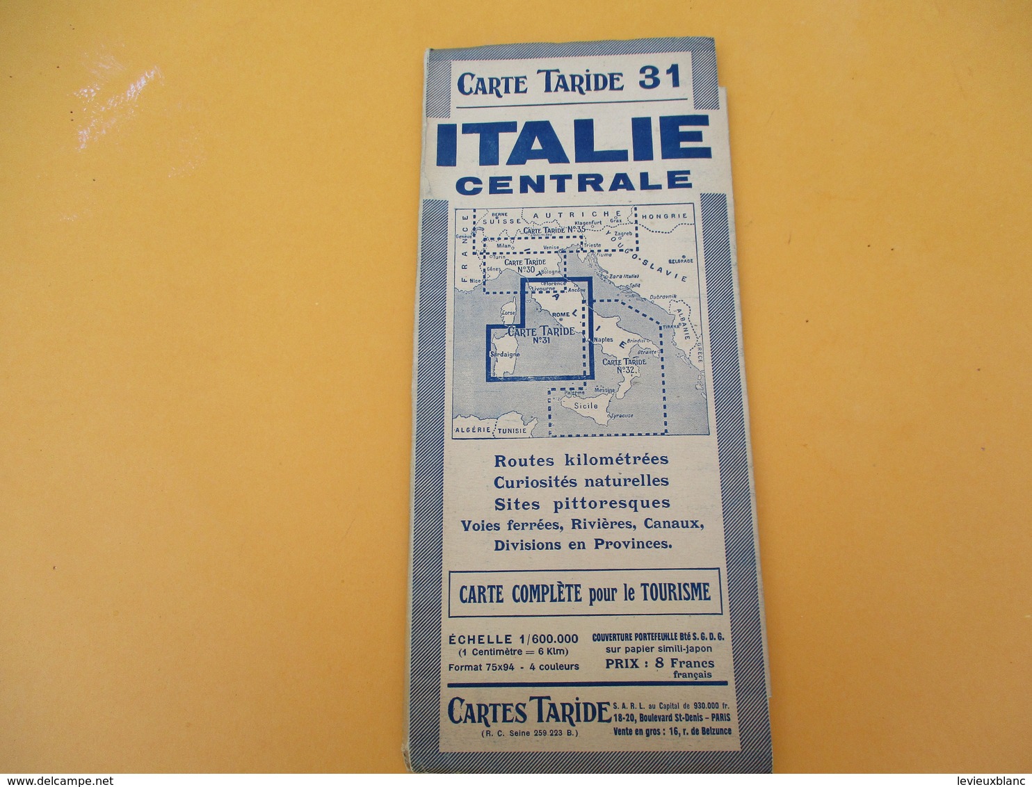 Carte TARIDE/n° 31/ ITALIE Centrale/Carte  Pour Le Tourisme/Portefeuille/Paris/Gaillac-Monrocq/ Vers 1930-40      PGC193 - Cartes Routières