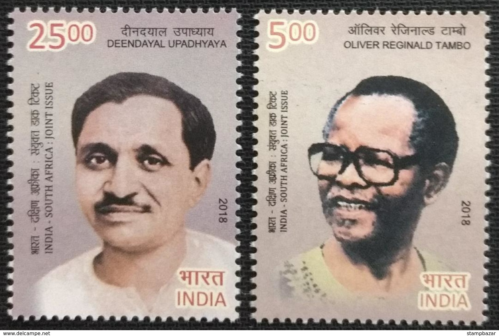 INDIA 2018 SOUTH AFRICA Joint Issue Oliver R Tambo Deendayal Upadhyaya 2v Set MNH - Emissions Communes