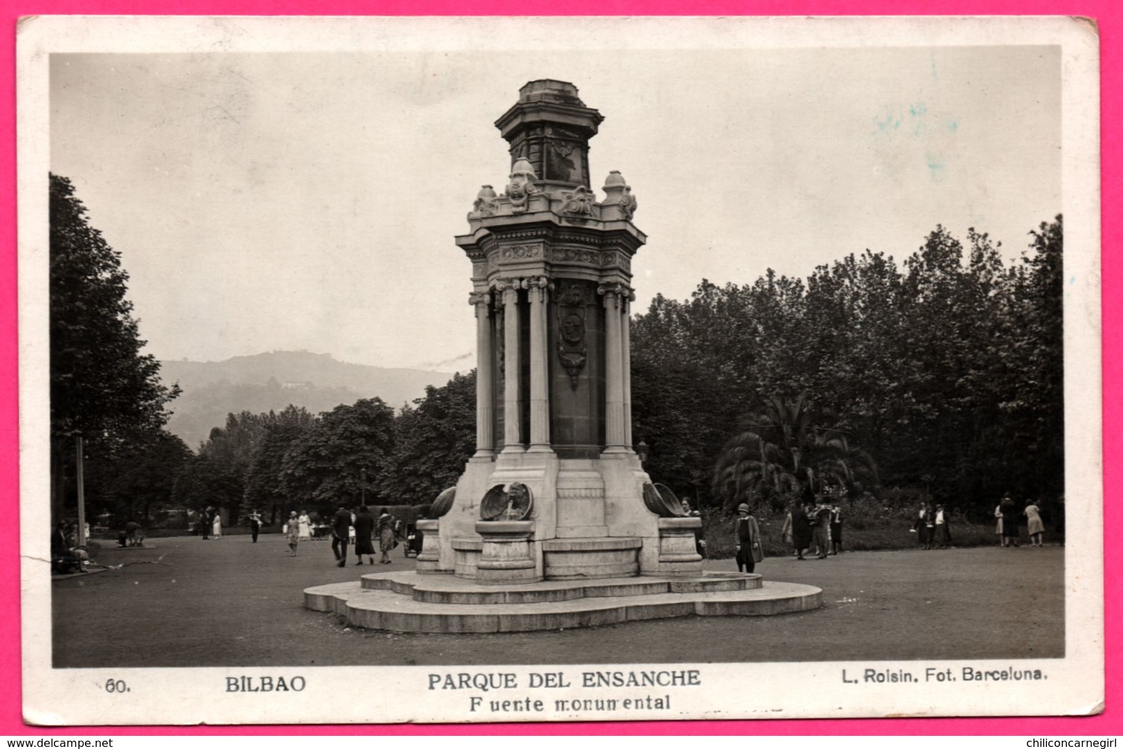 Carte Photo - Bilbao - Parque Del Ensanche - Fuente Monumental - Animée - Fot. L. ROISIN - 1930 - Vizcaya (Bilbao)