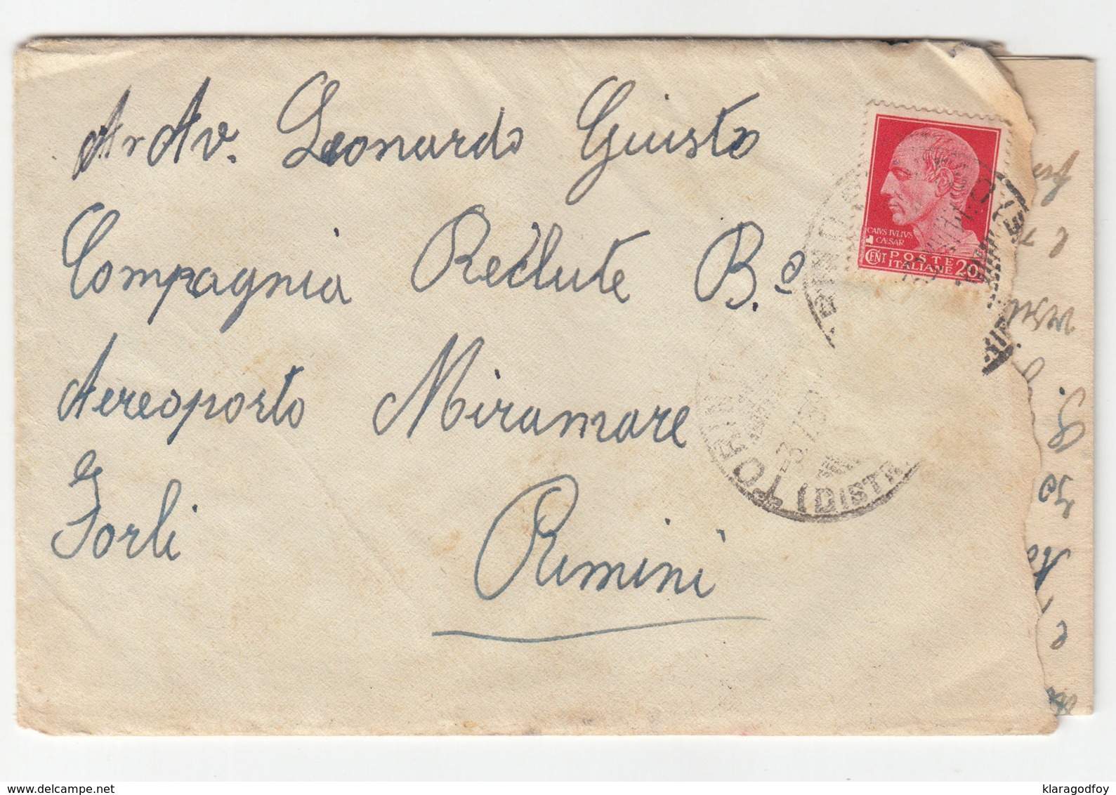 Italy, Nizza Cavalleria Letter Cover Travelled 1938 Torino To Rimini B180710 - Marcofilie