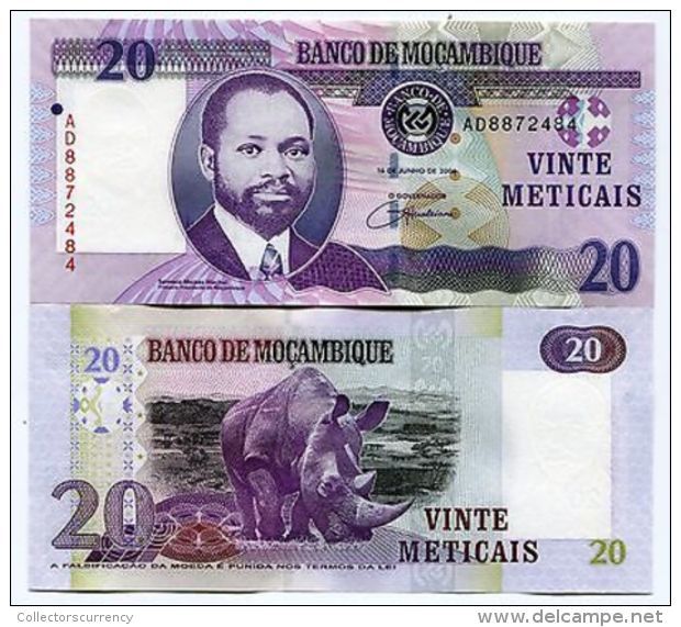 MOZAMBIQUE 20 METICAIS - RHINO - 2006 - UNCIRCULATED BANKNOTE - Other - Africa