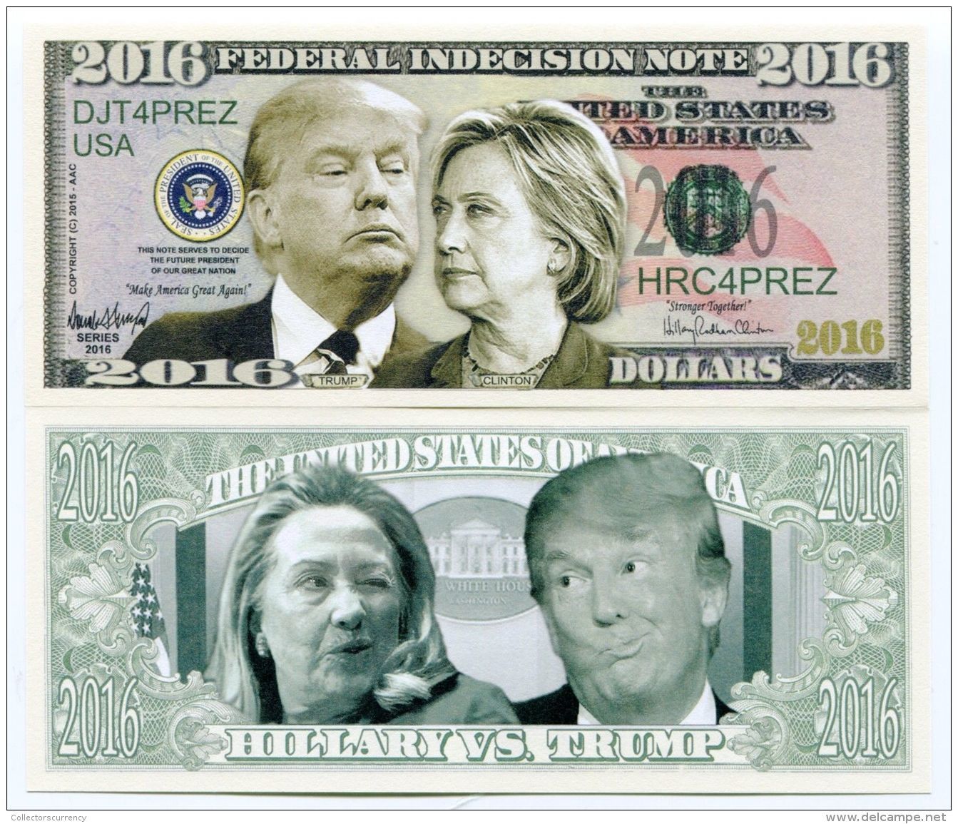 USA - 2016 FEDERAL INDECISION NOTE - HILLARY Vs TRUMP - NOVELTY NOTE - Other & Unclassified