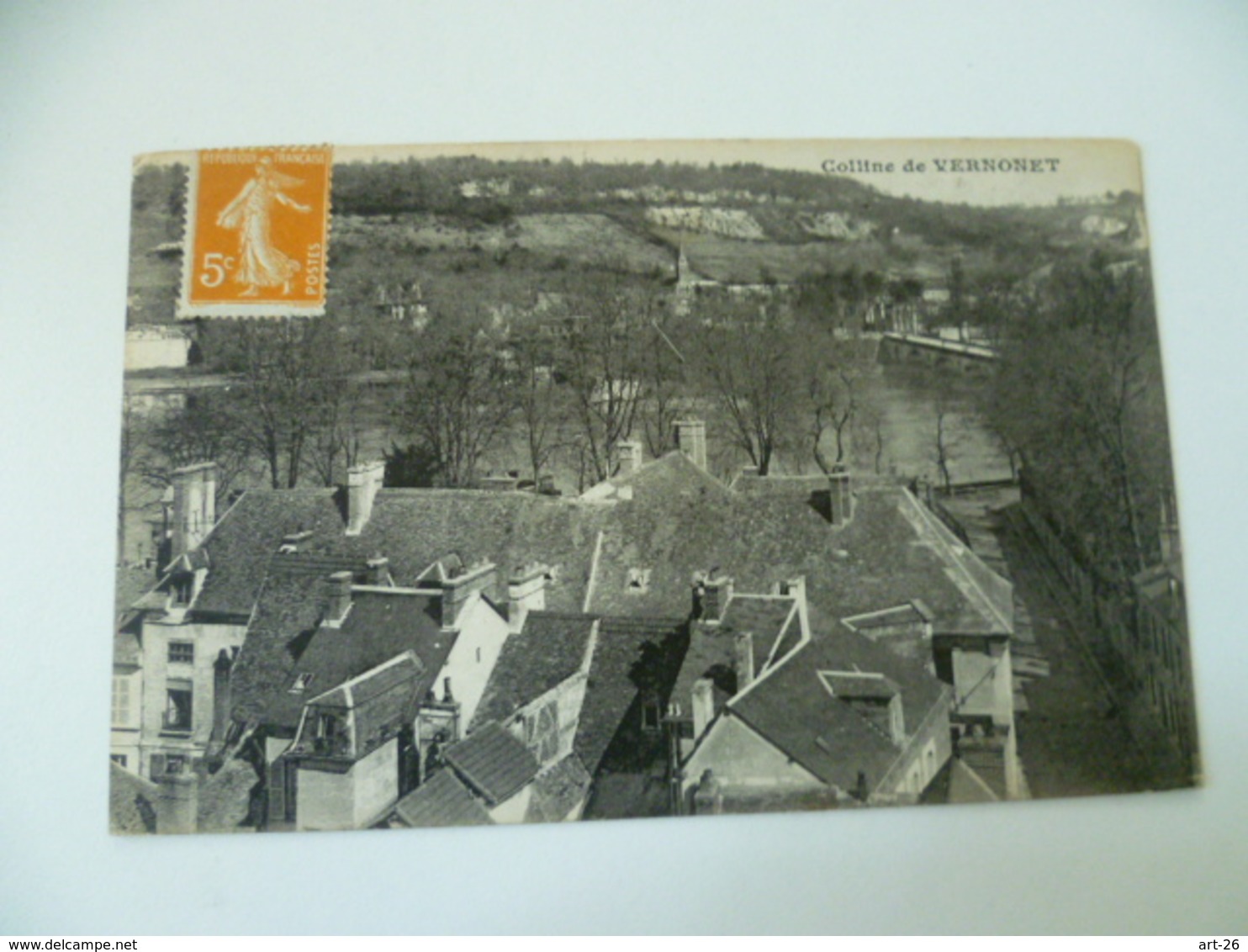 OBLITERATION  VERNON  EURE   TAXE SUR CARTE POSTALE  COLLINE DE  VERNONET - 1921-1960: Modern Period