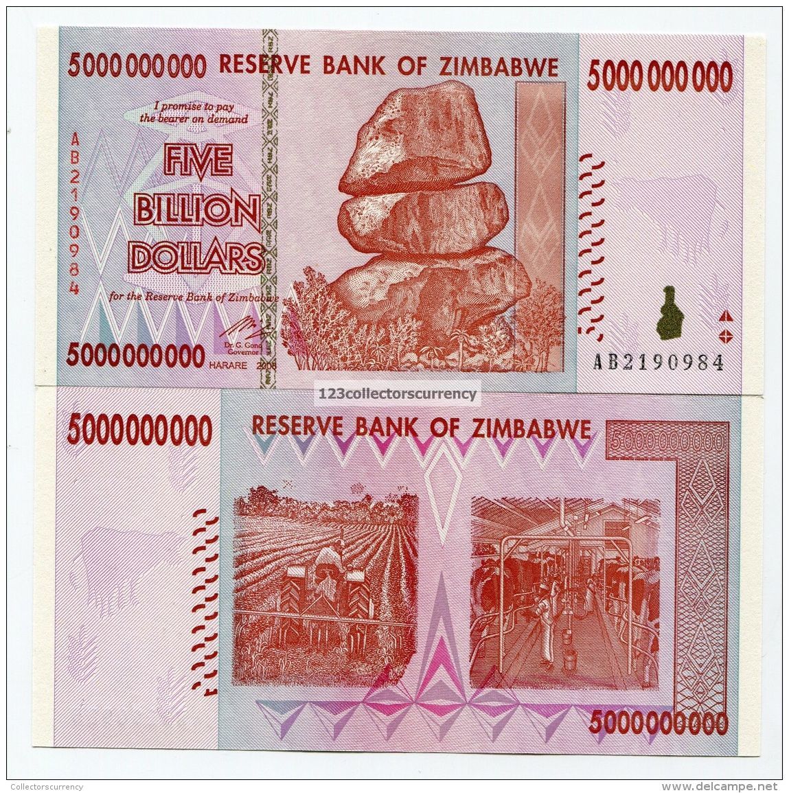 ZIMBABWE 2008 5 BILLION UNC MONEY INFLATION CURRENCY - P 84 - INFLATION CURRENCY - Simbabwe