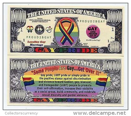 GAY PRIDE 2012 1 MILLION DOLLARS COLOR NOVELTY MONEY NOTE - Other & Unclassified