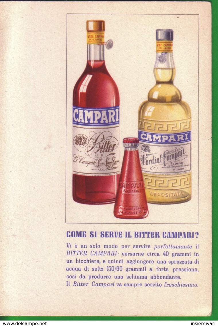 CARTOLINA:COME SI SERVE IL BITTER CAMPARI. - Pubblicitari