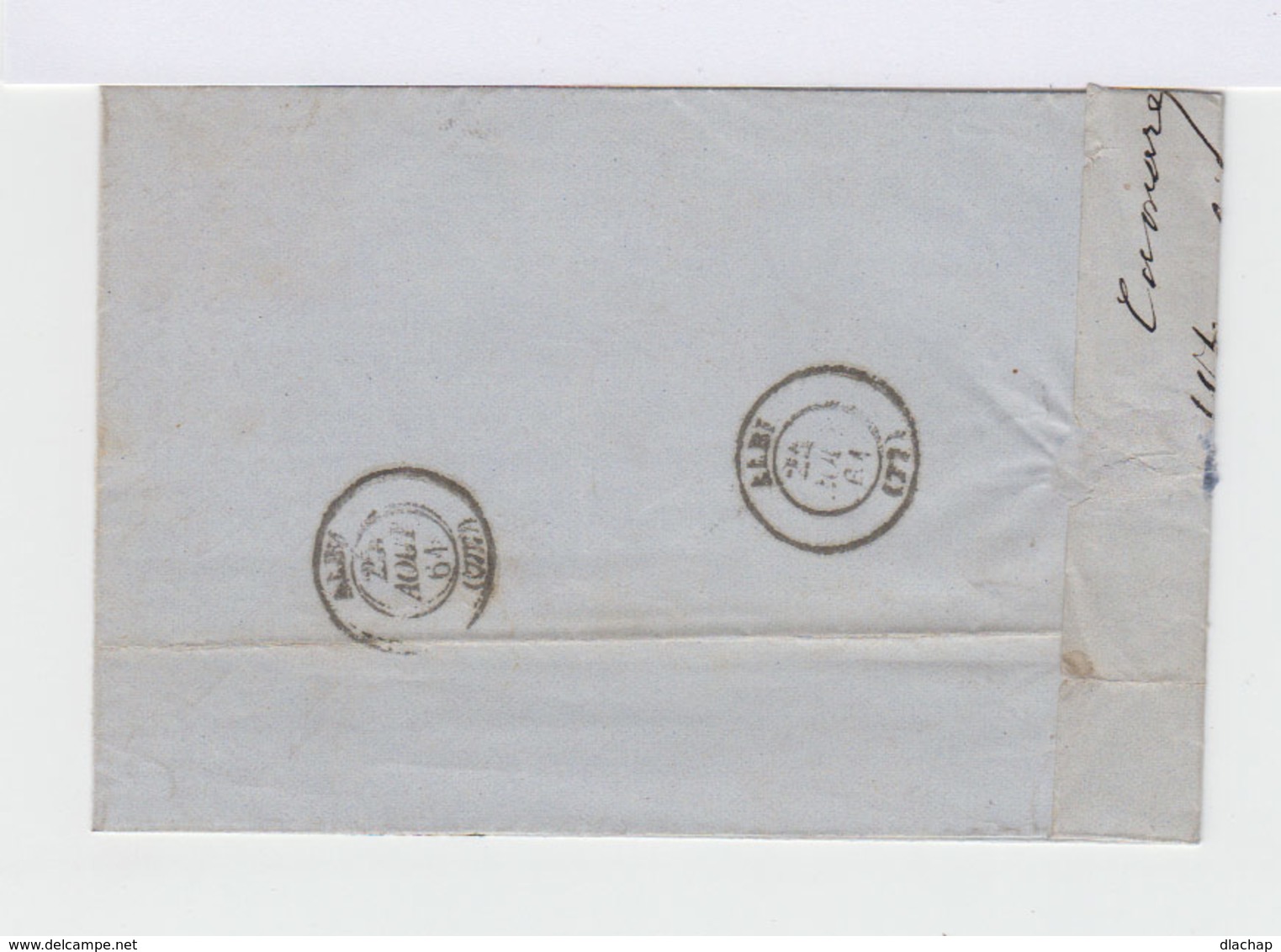 Sur Lettre. Napoléon III 20 C. Bleu Oblitération Losange. Cachet à Date Camares Sur Dourdon. (576) - 1849-1876: Période Classique