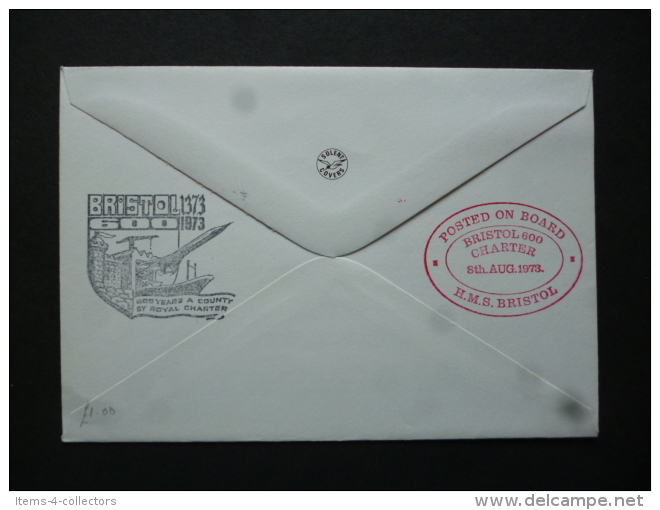 GREAT BRITAIN [UK] BRISTOL  600 EXHIBITION HMS BRISTOL SPECIAL POSTMARK 1973 QEII VISITS - Marcophilie