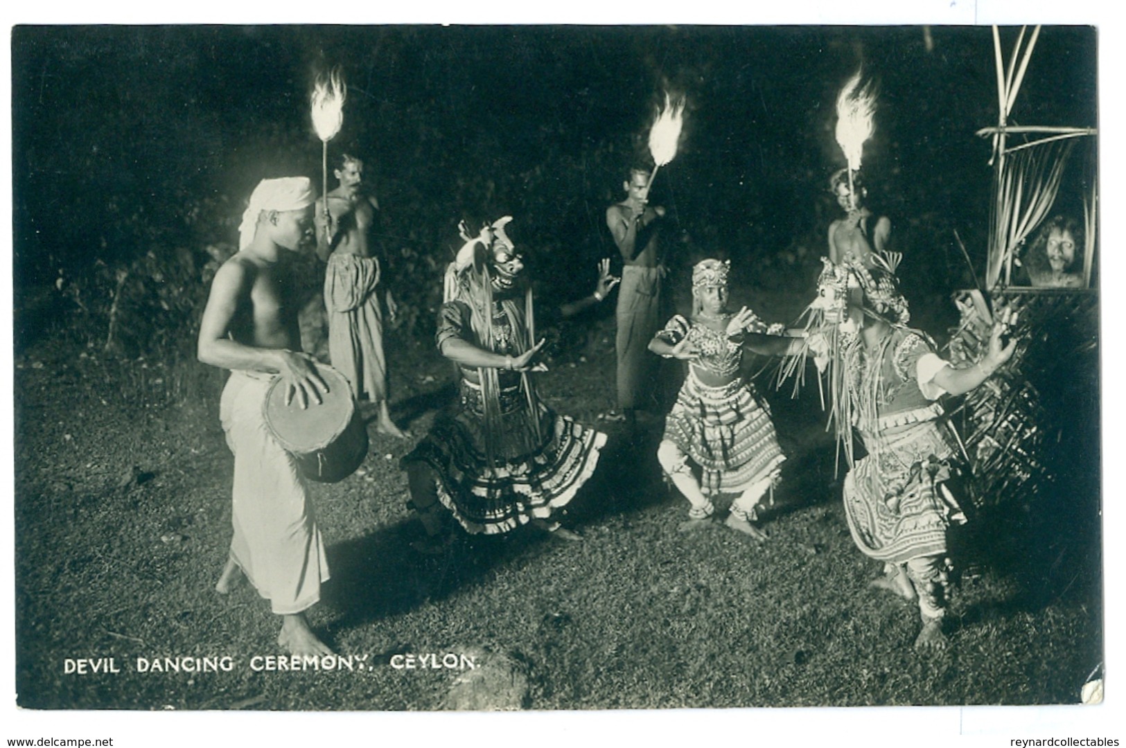 Vintage, Ceylon, Devil Dancing Ceremony. Real Photo Pc, Unused. - Asia