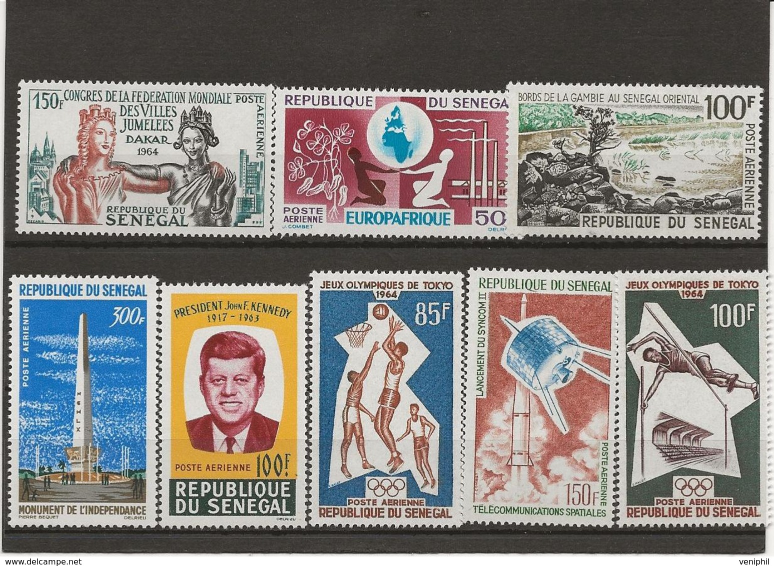 SENEGAL- POSTE AERIENNE N° 40 A 47 NEUF INFIME CHARNIERE - ANNEE 1964 - COTE :25 € - Senegal (1960-...)