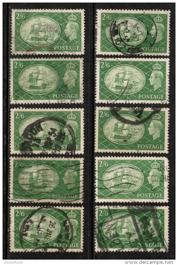 GREAT BRITAIN  Scott # 286 USED WHOLESALE LOT OF 10 (WH-157) - Vrac (max 999 Timbres)