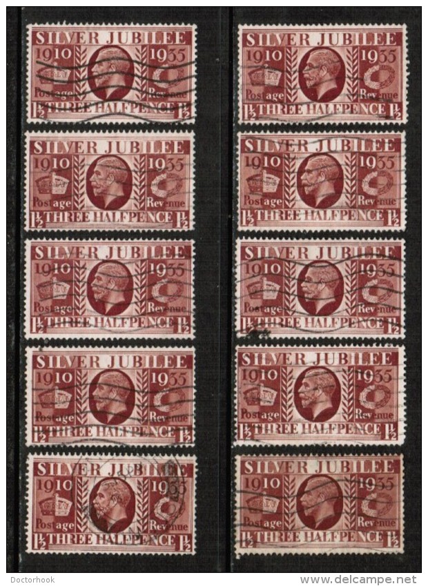 GREAT BRITAIN  Scott # 228 USED WHOLESALE LOT OF 10 (WH-161) - Vrac (max 999 Timbres)