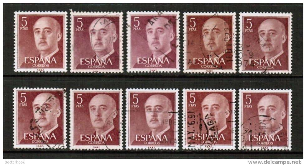 SPAIN  Scott # 832 USED WHOLESALE LOT OF 10 (WH-163) - Vrac (max 999 Timbres)