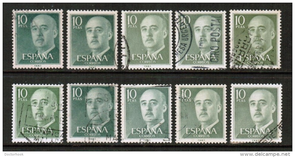 SPAIN  Scott # 835 USED WHOLESALE LOT OF 10 (WH-165) - Vrac (max 999 Timbres)