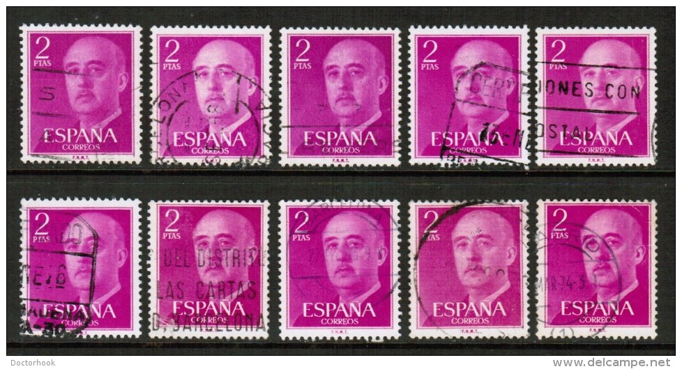 SPAIN  Scott # 830 USED WHOLESALE LOT OF 10 (WH-168) - Vrac (max 999 Timbres)