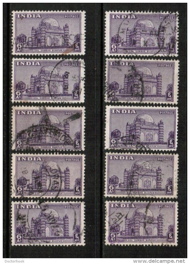 INDIA  Scott # 215 USED WHOLESALE LOT OF 10 (WH-176) - Vrac (max 999 Timbres)