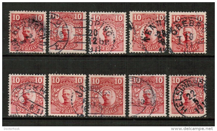 SWEDEN  Scott # 80 USED WHOLESALE LOT OF 10 (WH-193) - Vrac (max 999 Timbres)