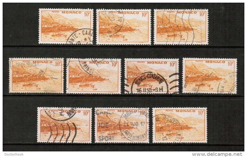 MONACO  Scott # 229 USED WHOLESALE LOT OF 10 (WH-194) - Vrac (max 999 Timbres)