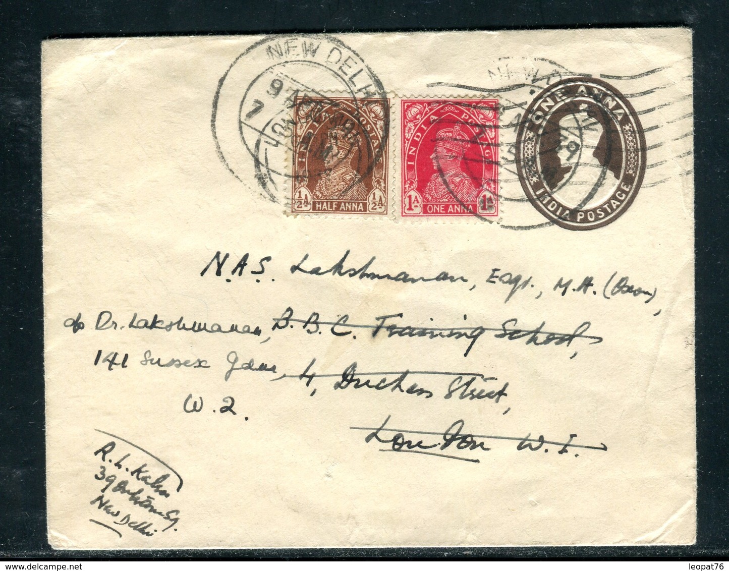 Inde - Entier Postal + Complément De New Delhi Pour Londres En 1939 - 1936-47 King George VI