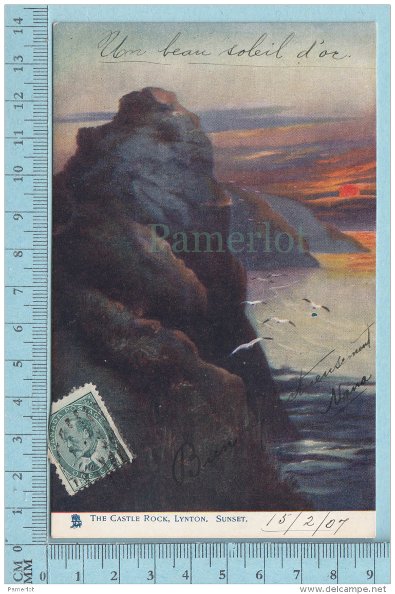 CPA Voyagé 1907 - Raphael Tuck Oilette,  - The Castle Rock, Sunset  Art Series #1721 - Stamp CND #89 - Tuck, Raphael