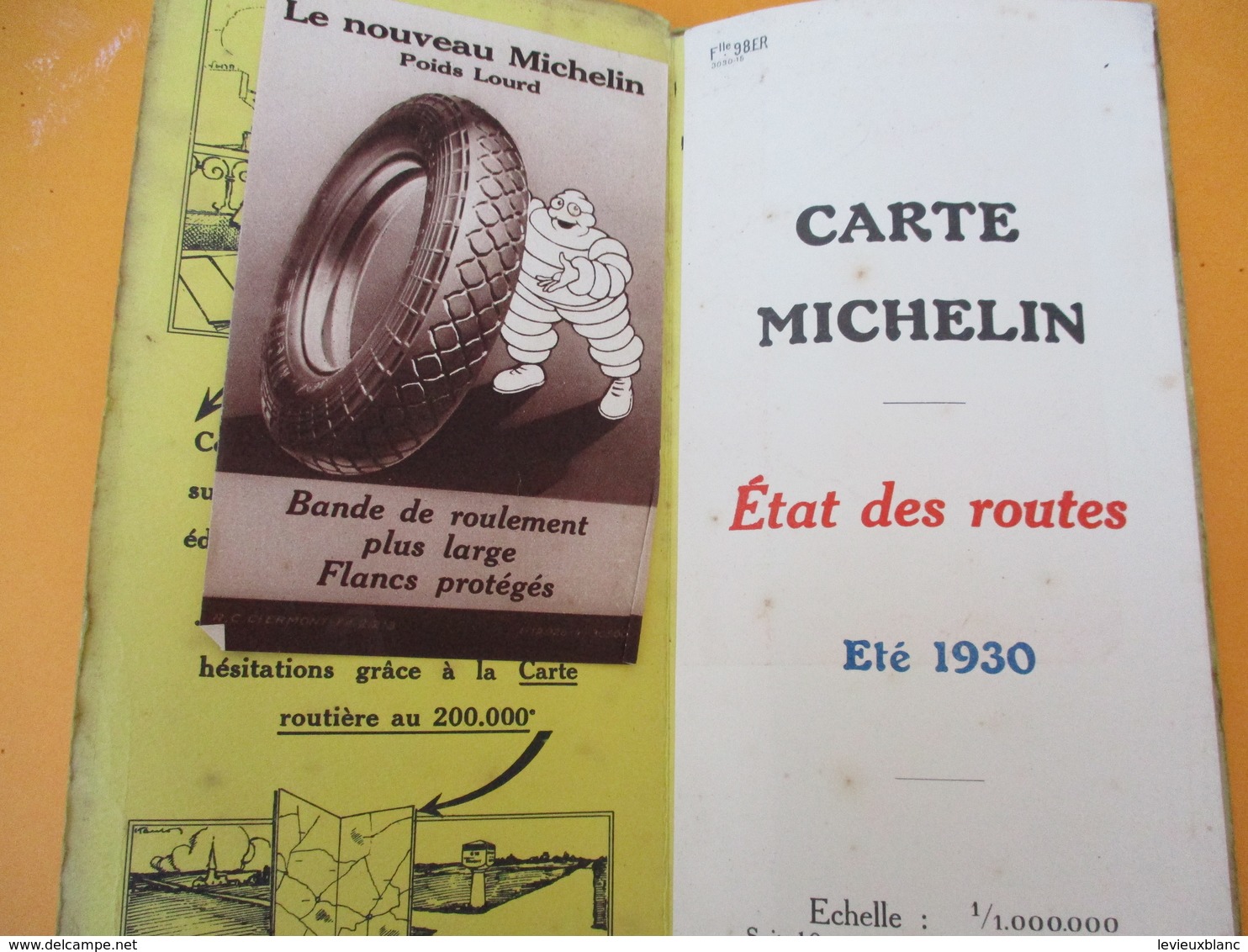 Carte Pneu Michelin/ Etat Des Routes/ France Nord/ N°98ER/Michelin Et Cie/L'Off-Set Levallois/Eté1930     PGC196 - Callejero