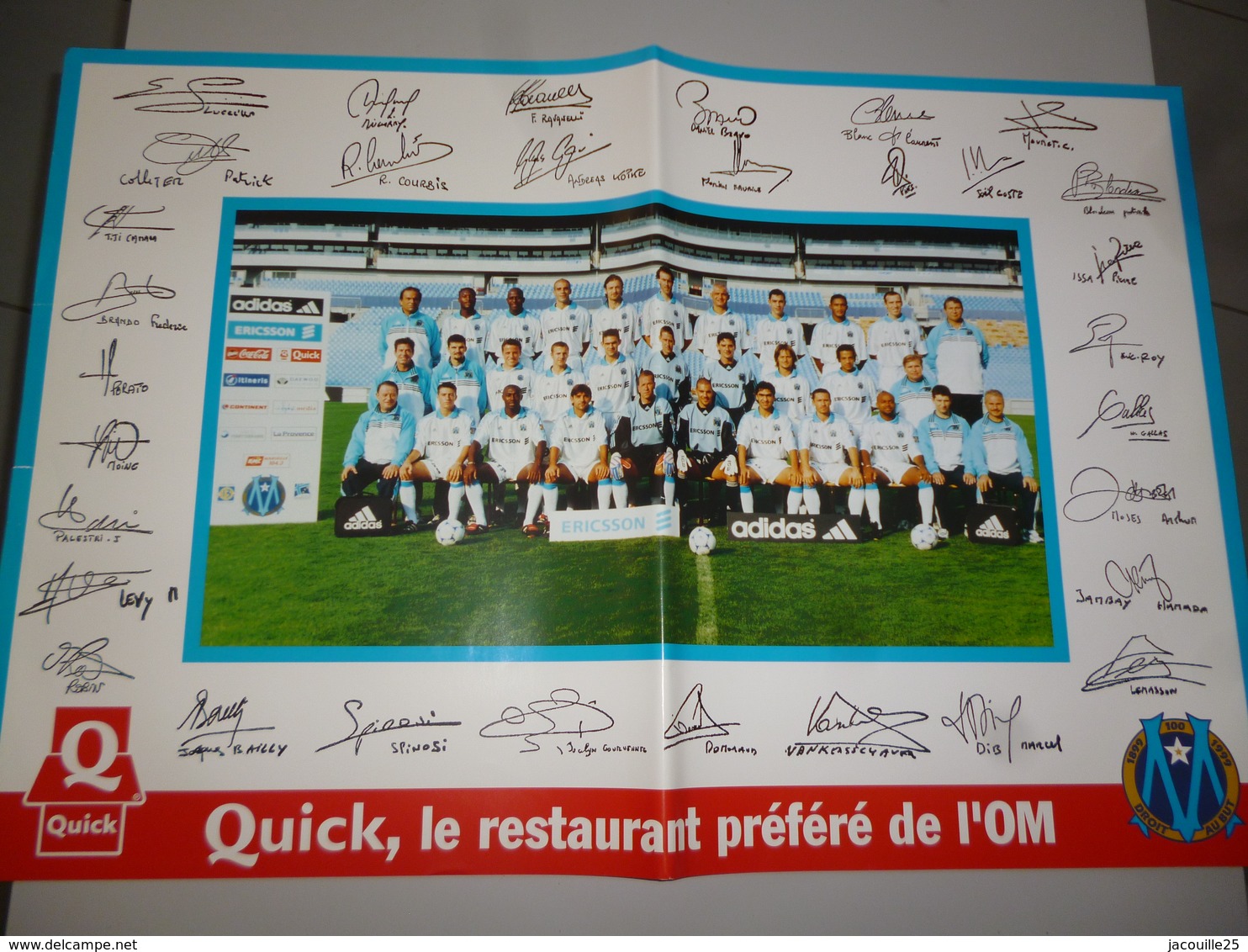 POSTER COLLECTOR 21  FOOT FOOTBALL OM OLYMPIQUE DE MARSEILLE  60 X 40 CMS DEDICACES - Autres & Non Classés