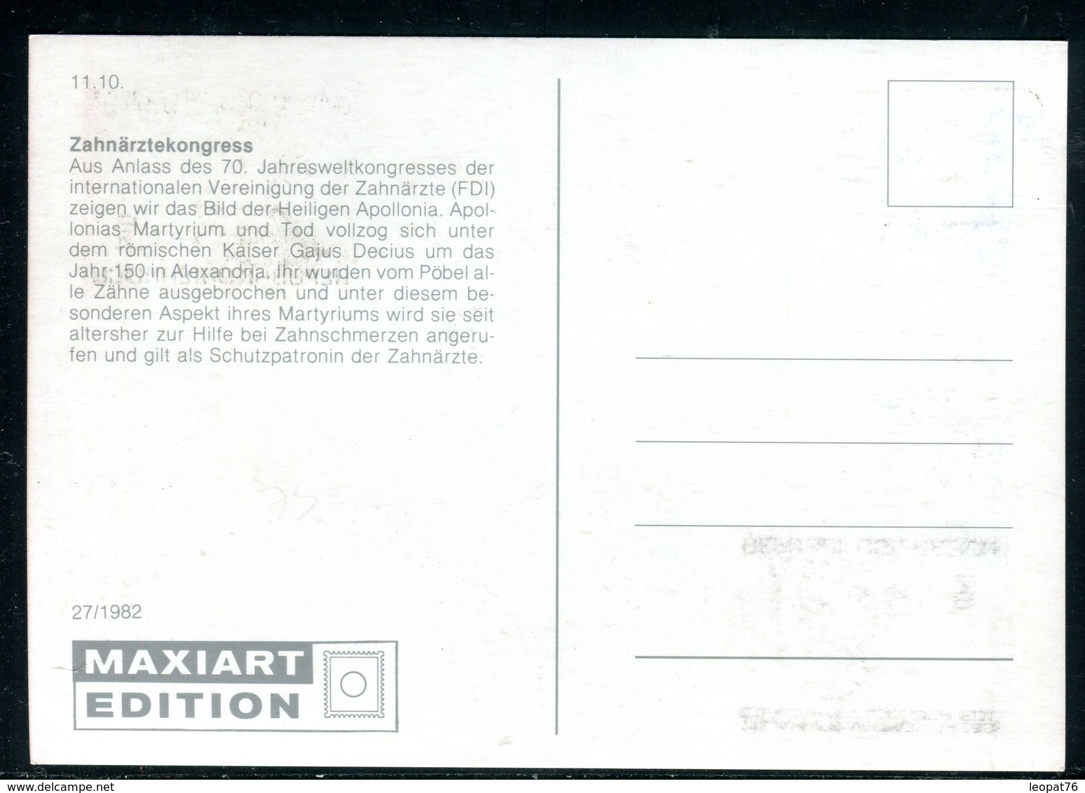 Autriche - Carte Maximum 1982 - Sainte Apollonia - Patronne Des Dentistes - Cartes-Maximum (CM)