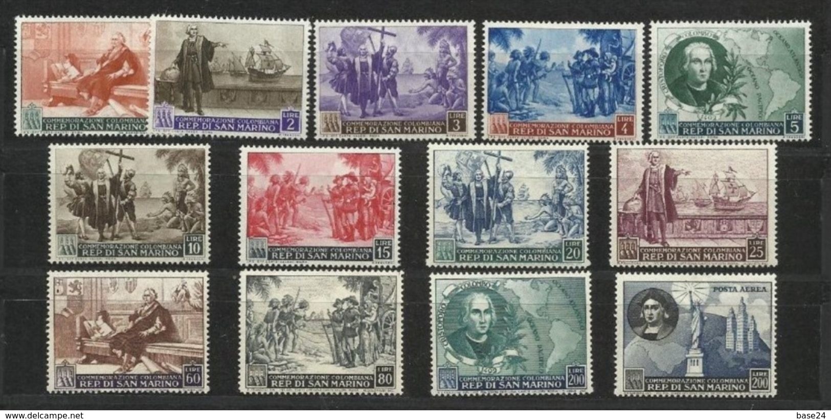 1952 San Marino Saint Marin COLOMBO SCOPERTA AMERICA Serie Di 13 Valori MNH** DISCOVERY OF AMERICA - Cristoforo Colombo