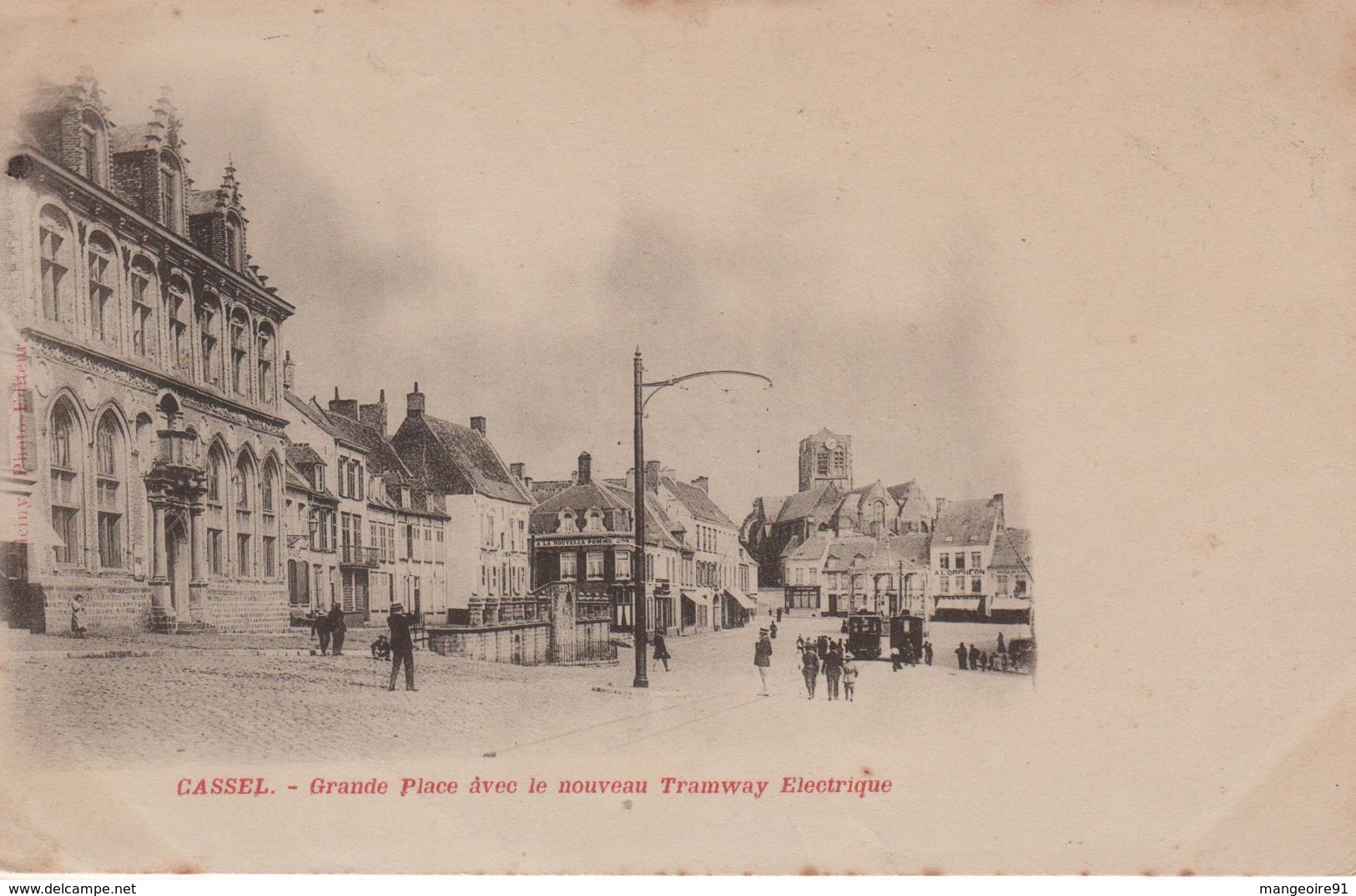 CPA 59 Cassel - La Grande Place Avec Le Nouveau Tramway électrique - Année 1902 - Cassel