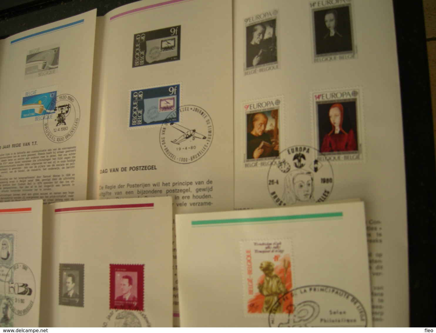 BELG.1980 Kompleet jaar ,zegels met eerstedag stempel op NL postfolders ,21 STUKS