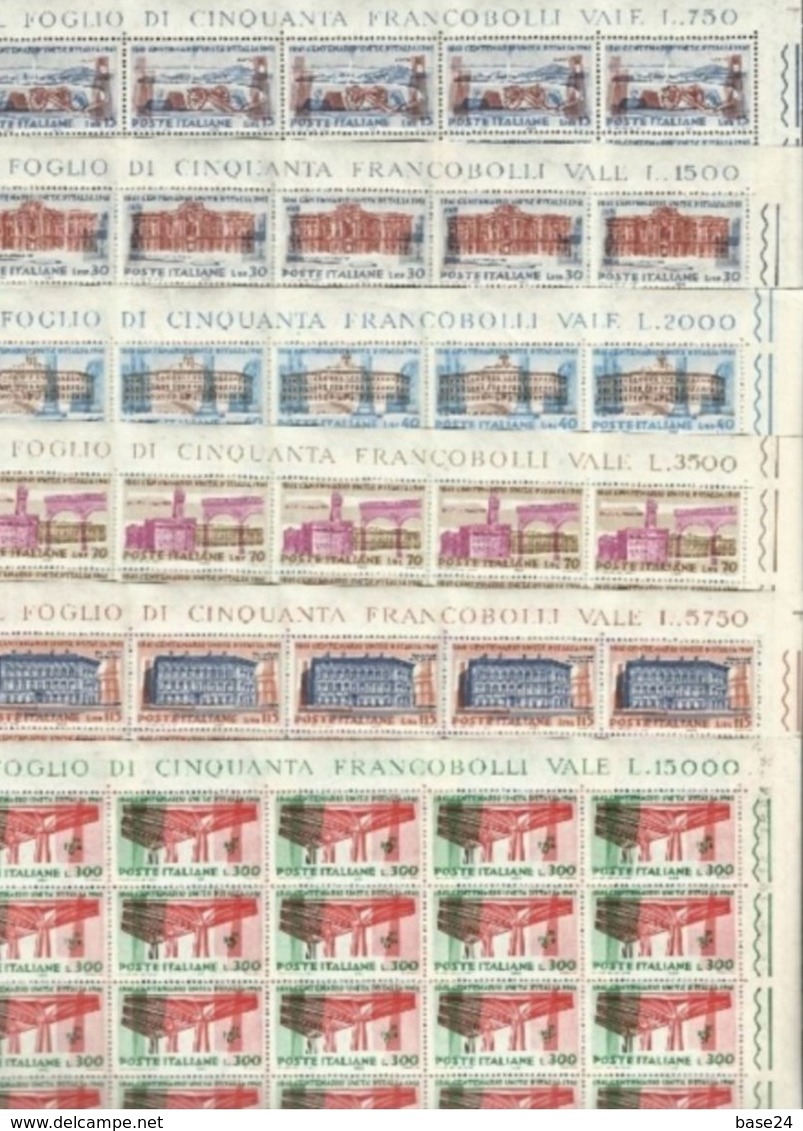 1961 Italia Italy Repubblica UNITA' D'ITALIA 50 Serie Di 6v. In Foglio MNH** Sheet - Feuilles Complètes