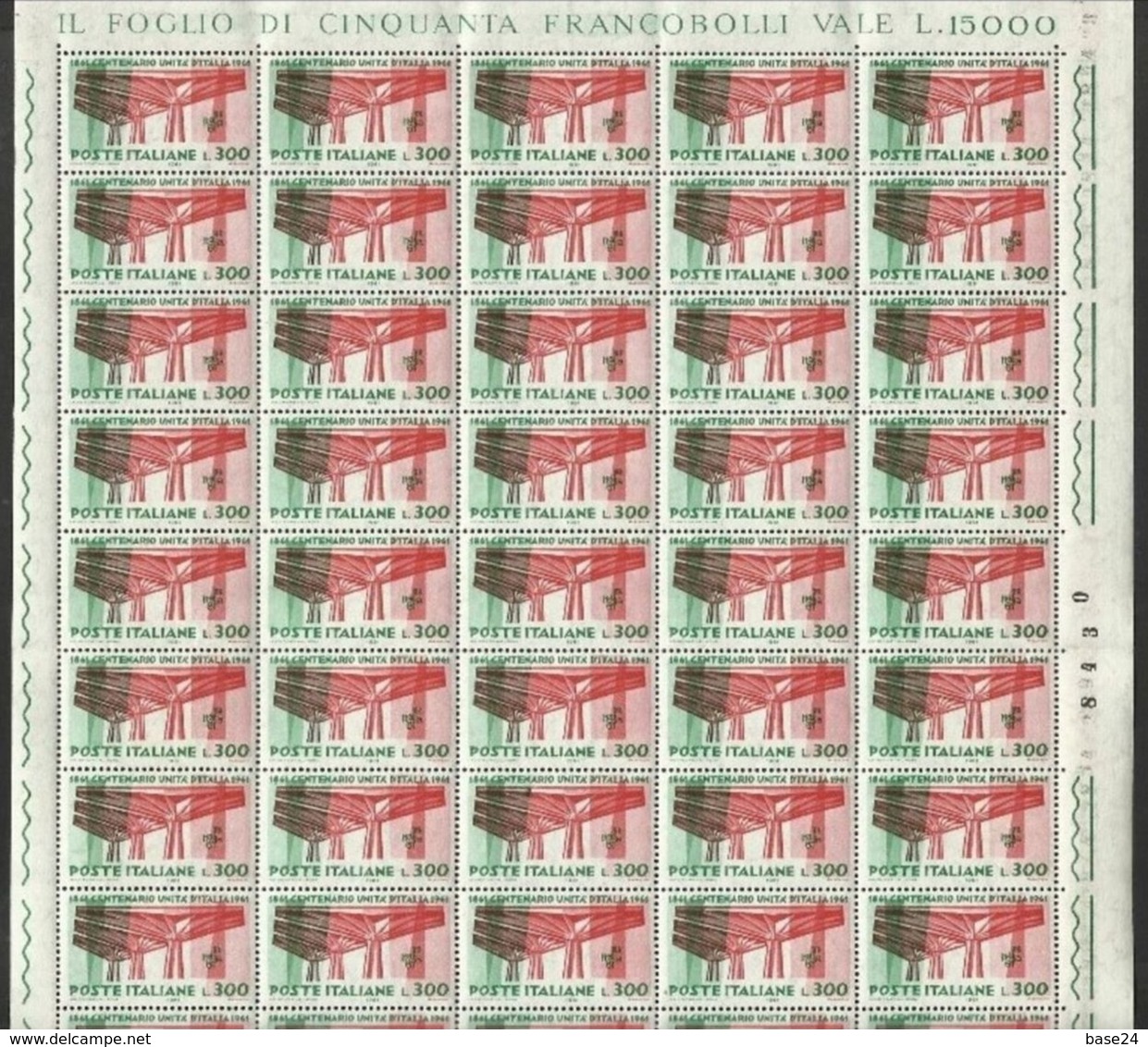 1961 Italia Italy Repubblica UNITA' D'ITALIA 50 Serie Di 6v. In Foglio MNH** Sheet - Feuilles Complètes