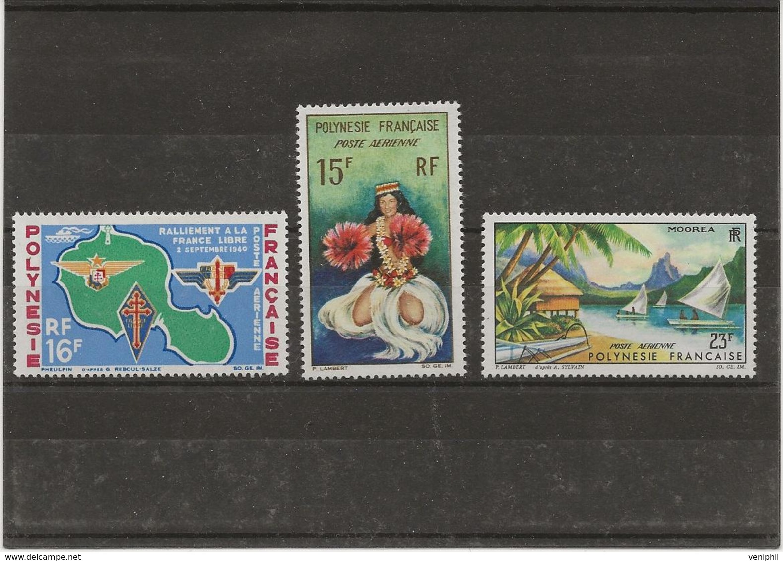 POLYNESIE FRANCAISE - POSTE AERIENNE N° 7 A 9  X  - ANNEE 1964 - COTE : 37,30 € - Nuovi