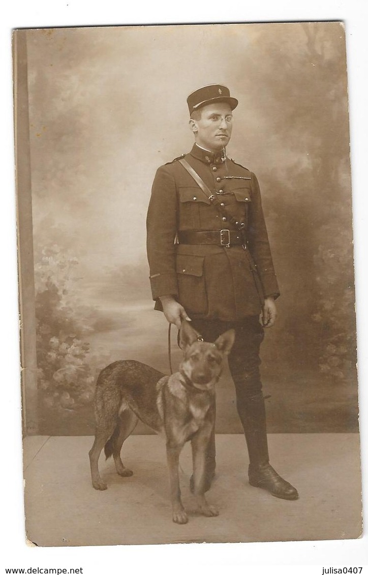 GENDARME GENDARMERIE CHIEN Carte Photo Gendarme Et Son Berger Allemand - Prison