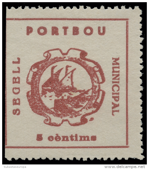 PORTBOU. Segell Municipal. 5 Cts. Sofima 1. - Spanish Civil War Labels