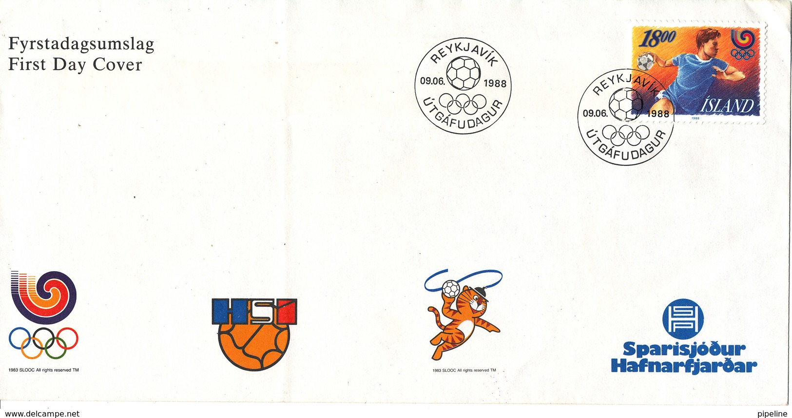 Iceland FDC 9-6-1988 Olympic Stamp HANDBALL (the Cover Is Bended) - Summer 1988: Seoul