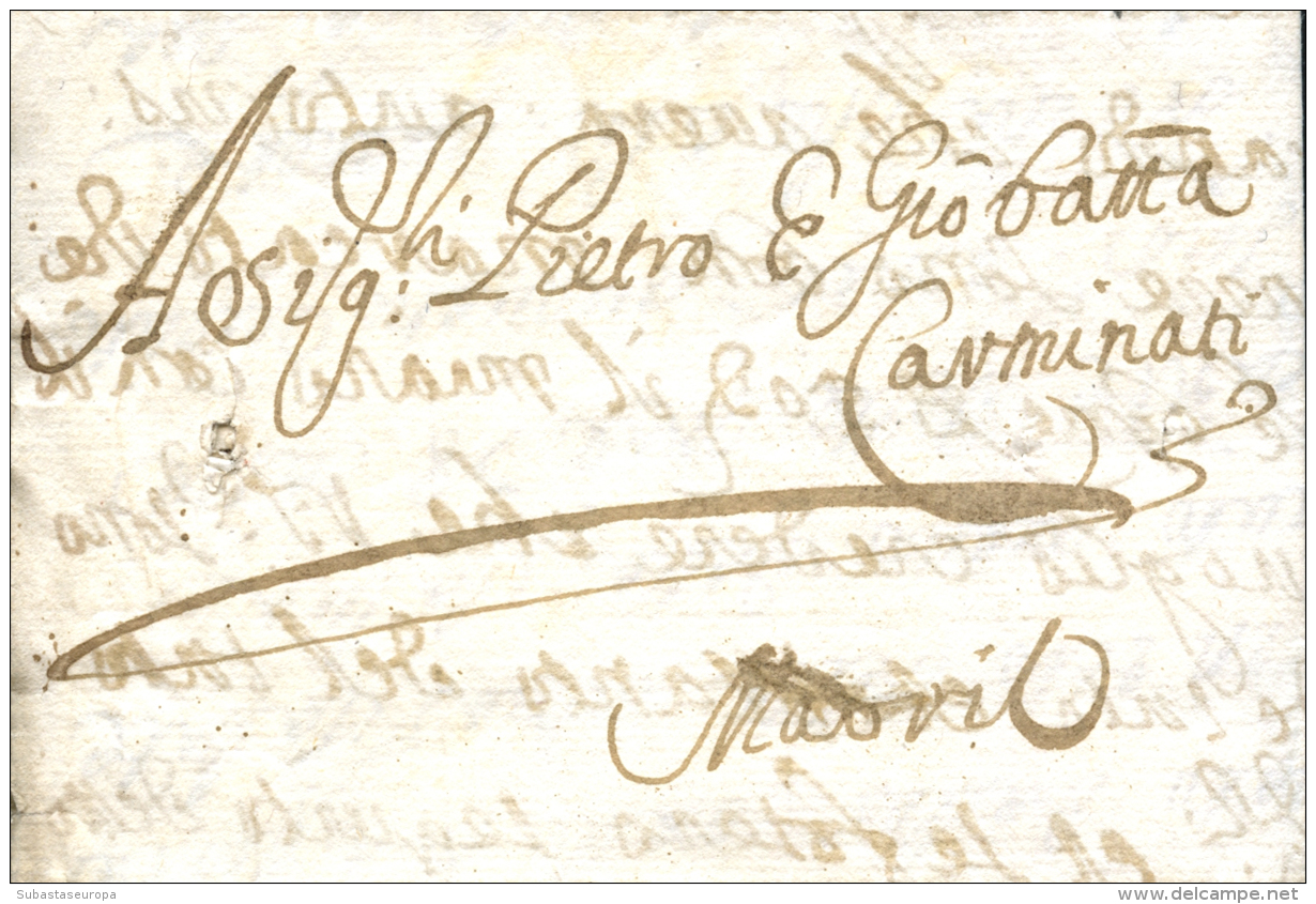 D.P. 1. 1668 (29 DIC). Carta De Venecia (Italia) A Madrid. Rara Carta Completa Del Siglo XVII. - ...-1850 Voorfilatelie
