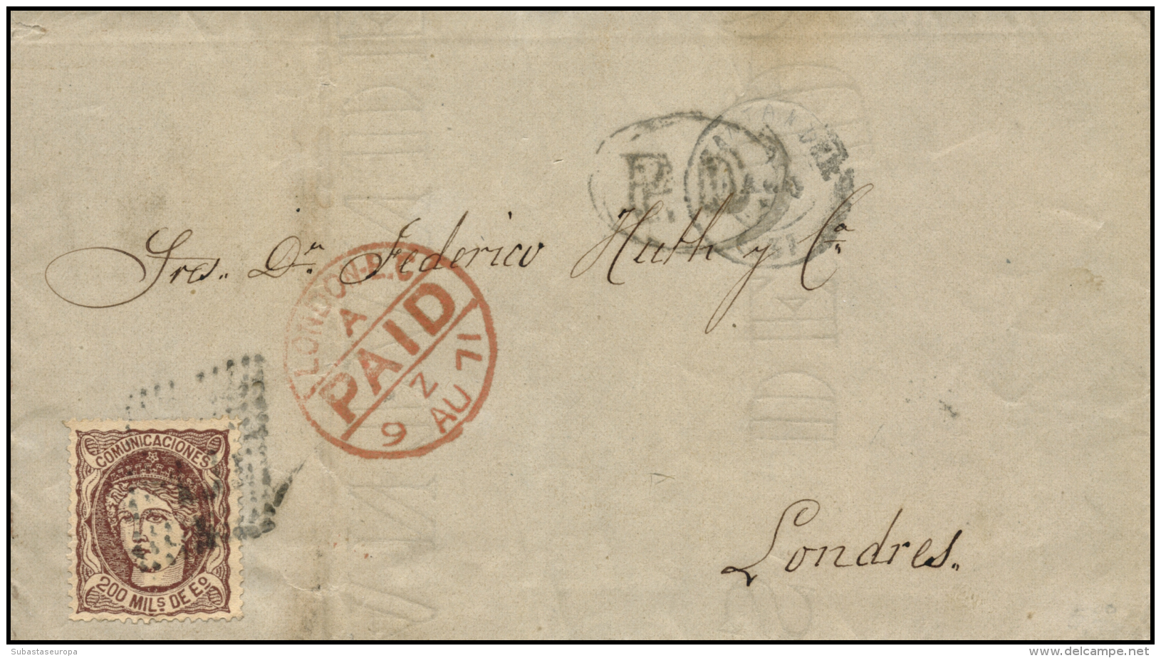 Ø 109a En Carta De Santander A Londres. Bonita. - Lettres & Documents